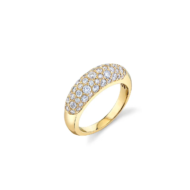 stackable rings for women -Gold & Diamond Small Puffy Ring