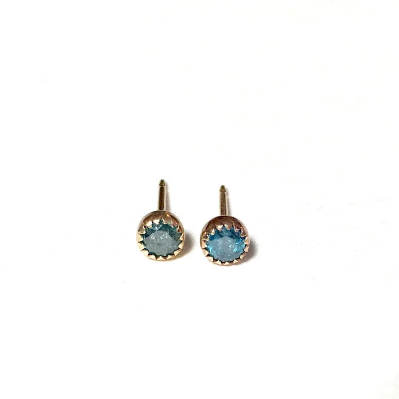 elegant dangle earrings for women -single stone stud 14K