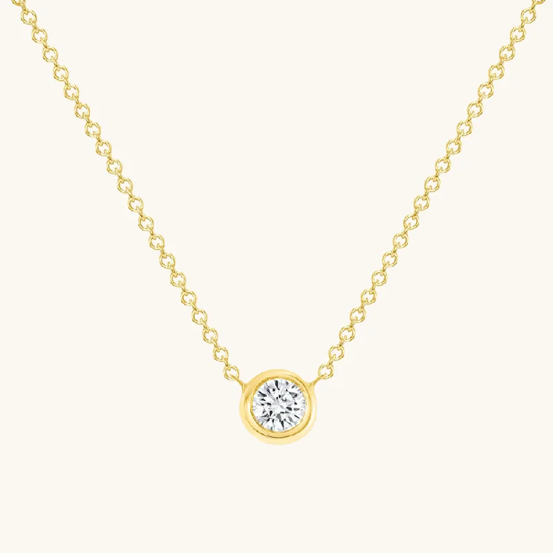 personalized heart necklaces for women -Diamond Bezel Solitaire Pendant Necklace