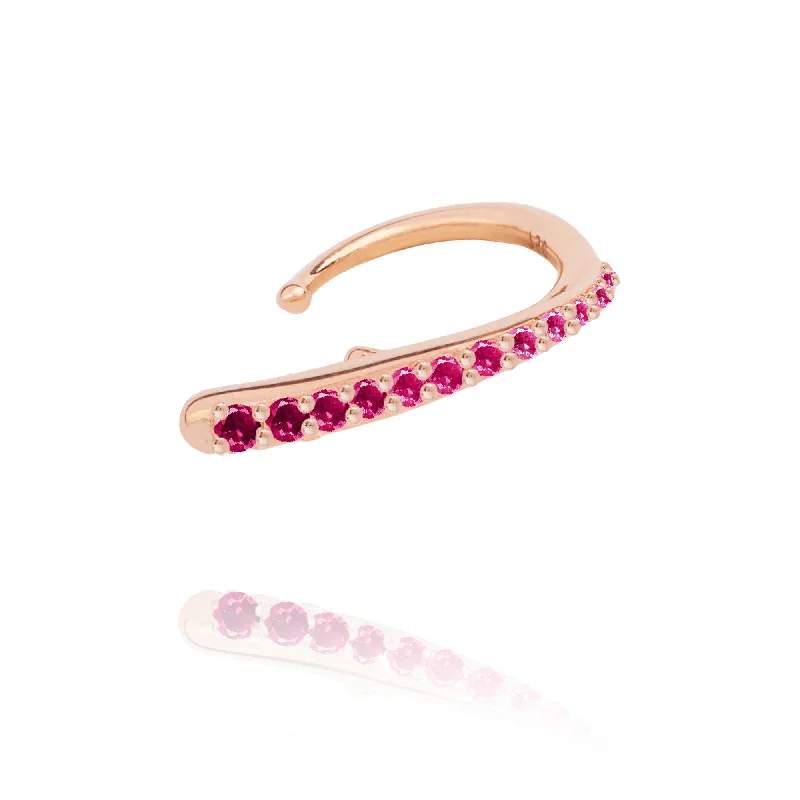 fashion bangles for weddings -Ruby Ocean Tide 18K Rosegold Ear Cuff w. Rubies