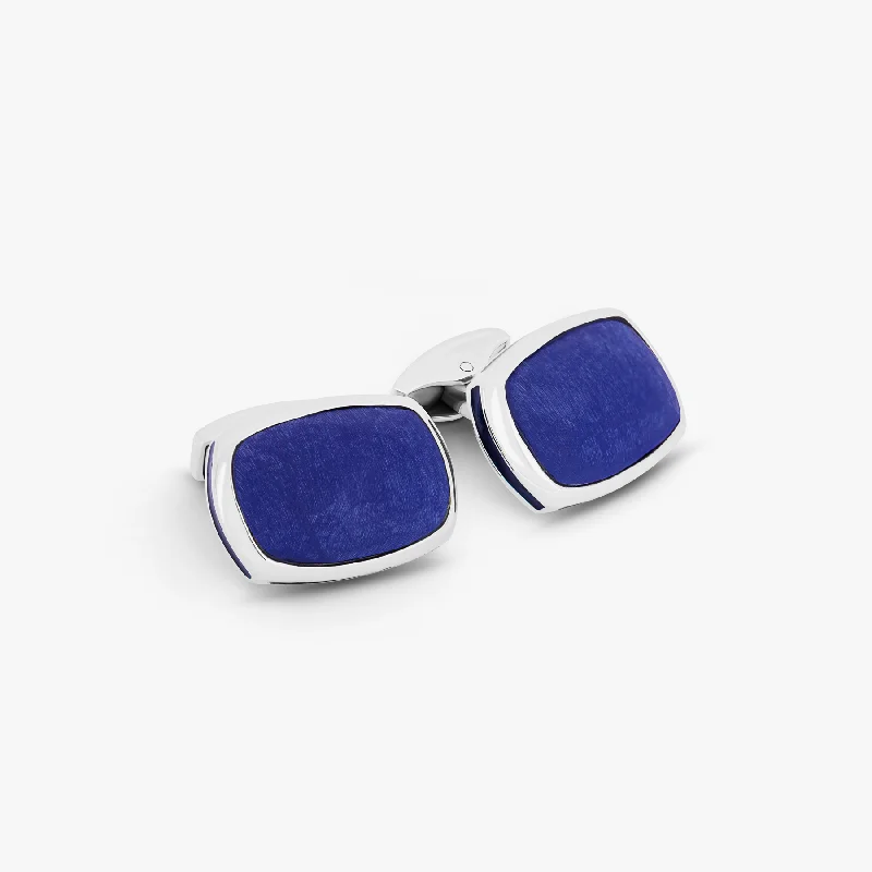 diamond bangles for women -Signature Pillow Bullet Cufflinks In Blue & Sterling Silver