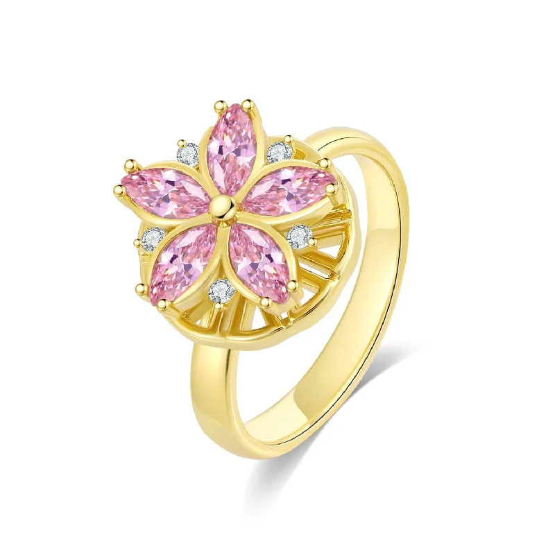 zodiac rings for women -Gold Blossom Fidget Ring