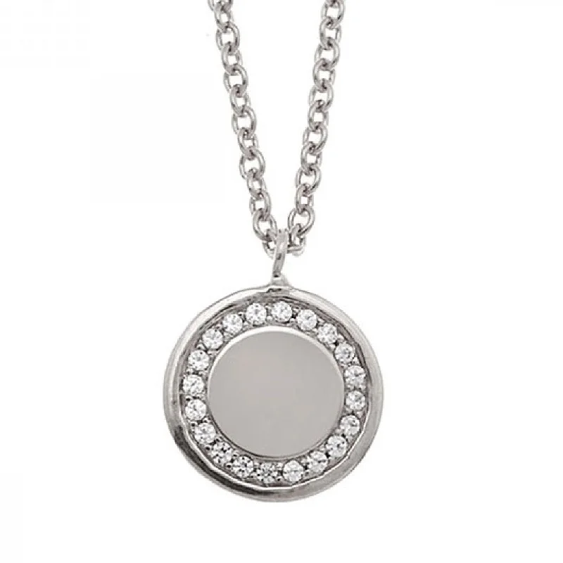 boho chic necklaces for women -10K White Gold Diamond Pendant Necklace