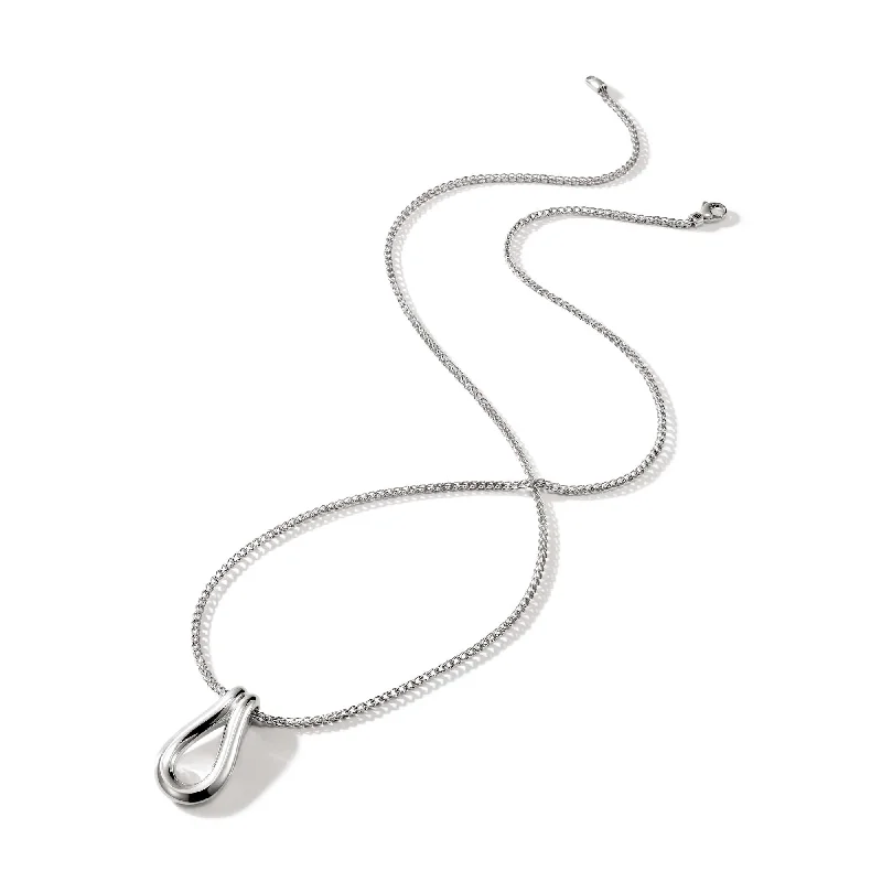 elegant statement necklaces -Surf Sterling Silver Link Pendant on Chain Necklace by John Hardy