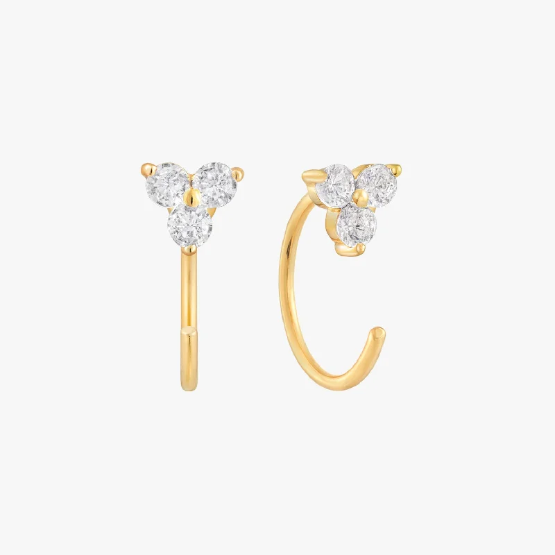 fashion earrings for women -Sparkly Trio Huggies Earrings