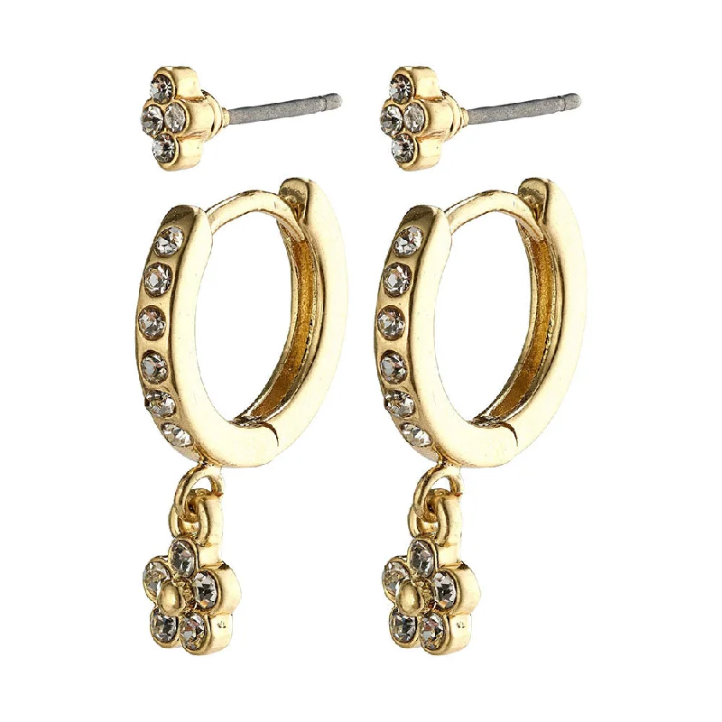 stud earrings for women -Sylvia Gold Plated Crystal Earring Set