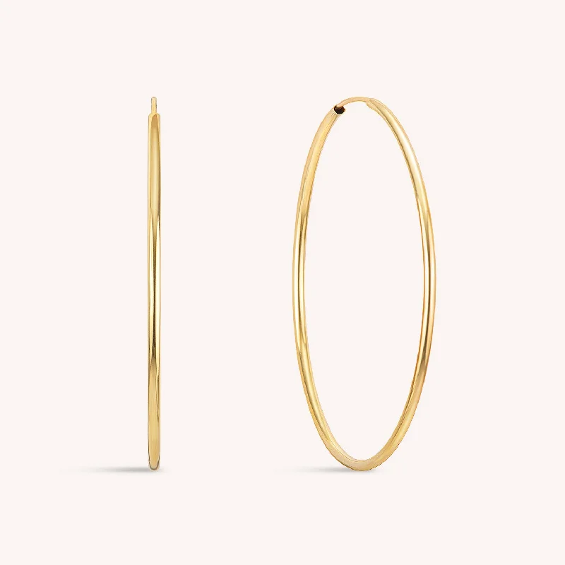 elegant dangle earrings for women -14K Solid Gold Large Endless Hoop Earrings 60mm