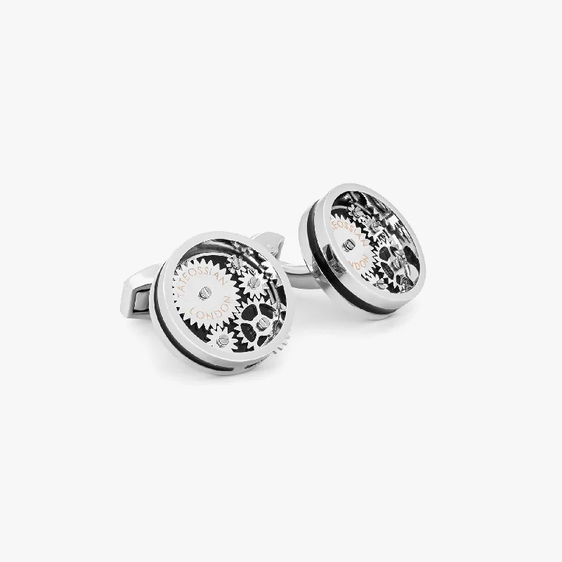 double-layer bracelets for women -Blue Palladium Plated Carousel Gear Nuovo Cufflinks