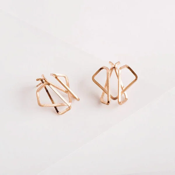 cute earrings for women -GOLD FLOATING HEART SHAPE EARRINGS