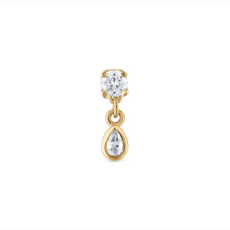 luxury earrings for bridal wear -Diamond Pear Drop Stud