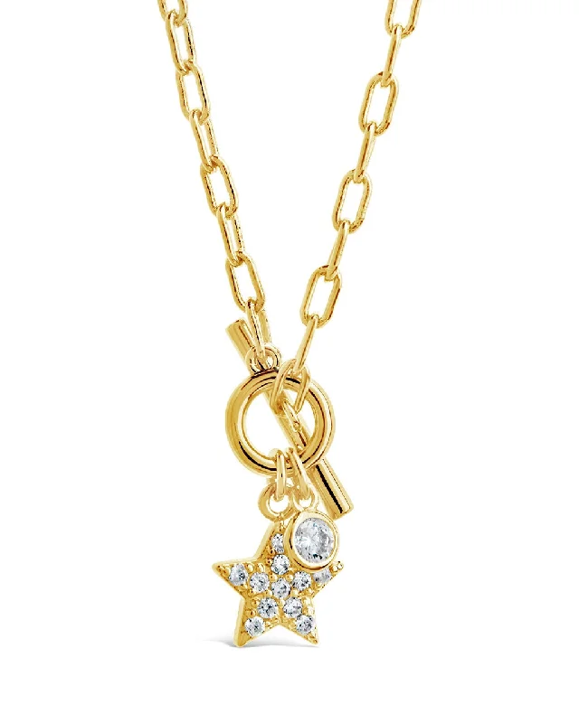 boho necklaces for women -Norah Star & Bezel CZ Toggle Necklace