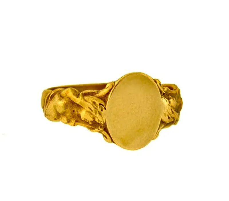 art deco rings for women -Victorian 14kt Yellow Gold Mermaid Signet Ring