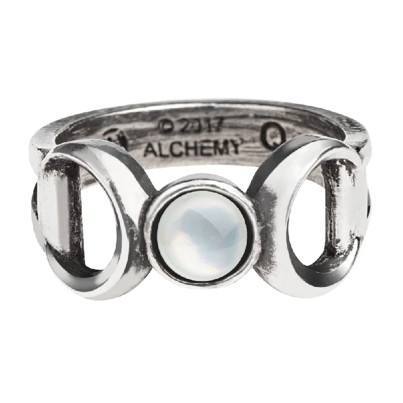 blue topaz rings for women -Triple Goddess Alchemy Gothic Wiccan Ring