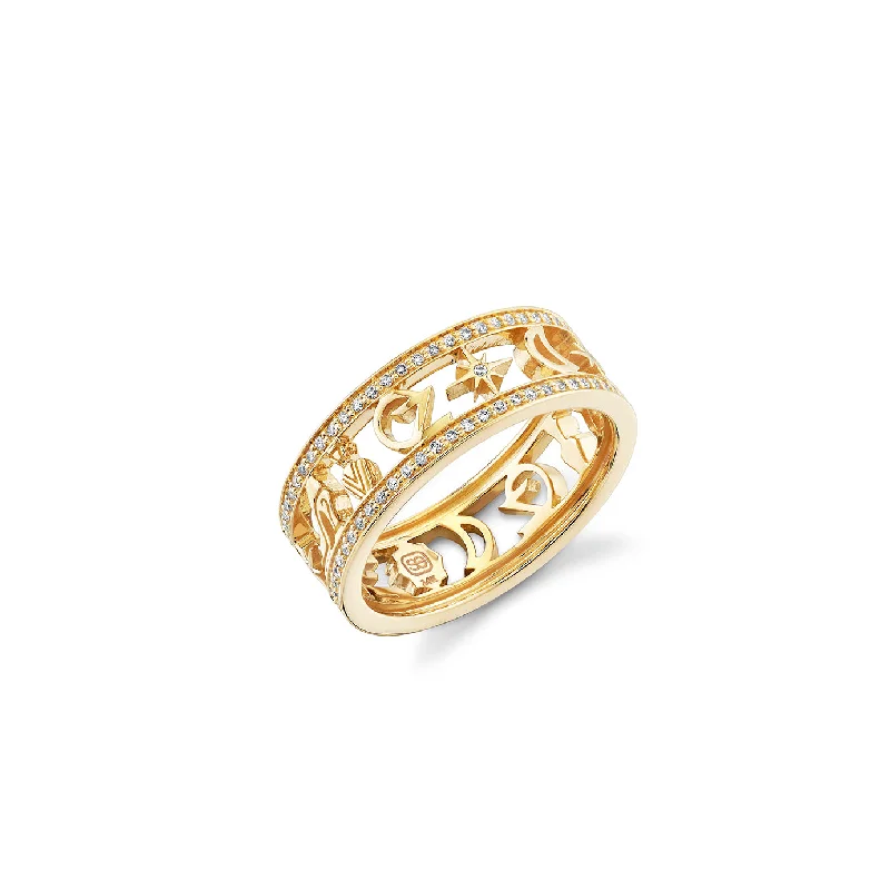 halo engagement rings for women -Gold & Pave Diamond Wicked Icon Eternity Ring