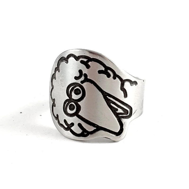 rose gold rings for women -Big Bird Stainless Steel Spoon Ring