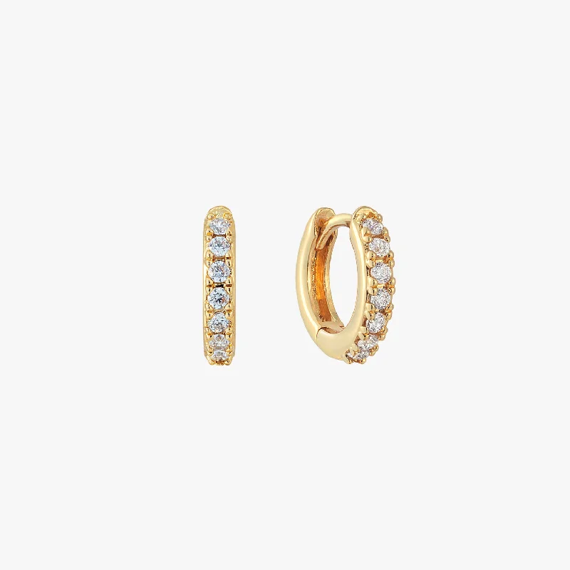 elegant stud earrings -Pave Huggie Hoop Earrings