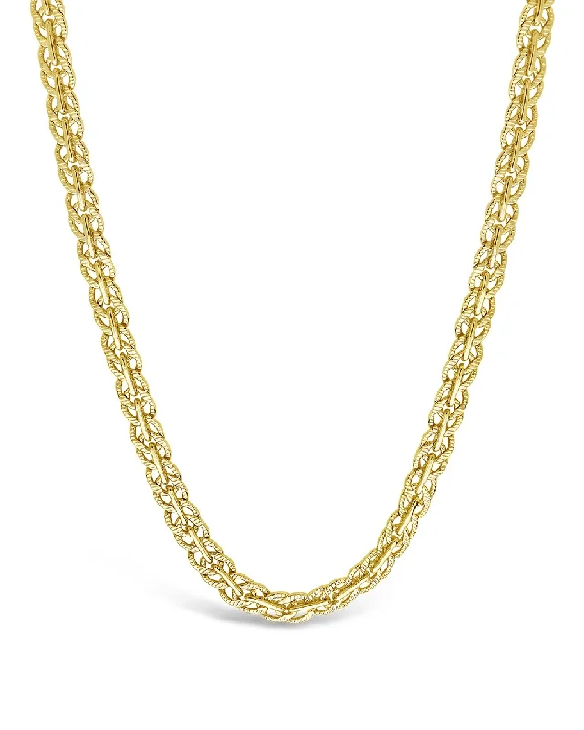 fine jewelry necklaces -Hammered Interlocking Curb Chain