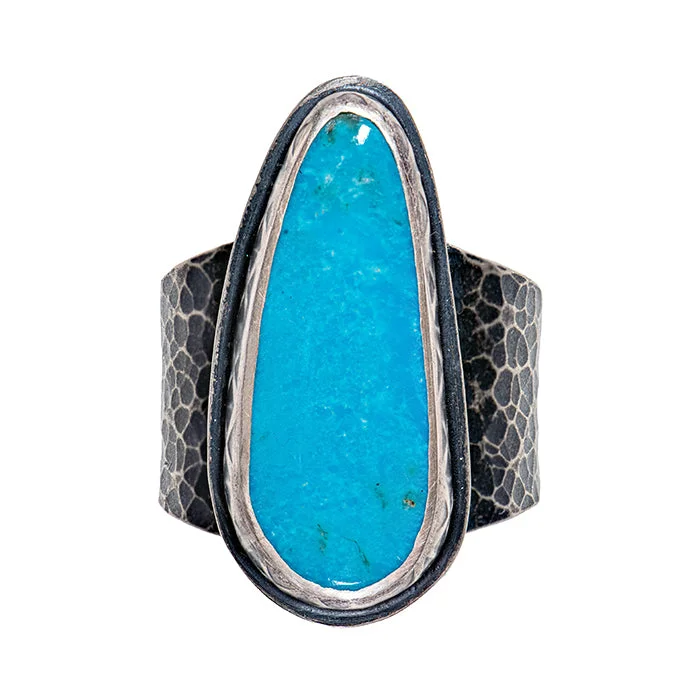 engraved rings for women -Sonora Turquoise Ring - Sterling Silver