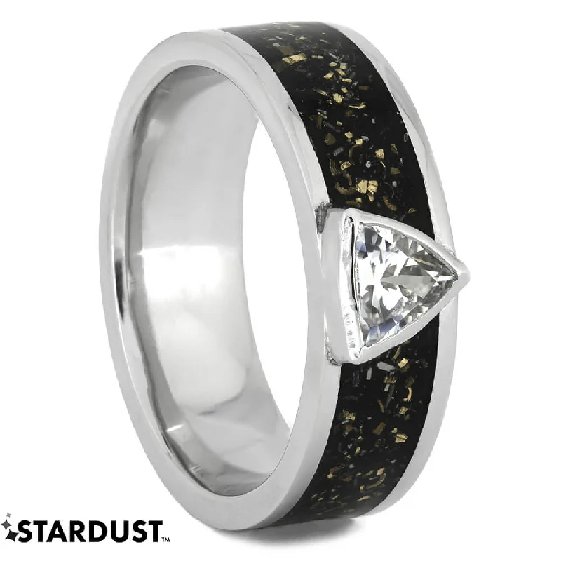 engraved rings for women -Black Stardust™ Ring with White Sapphire