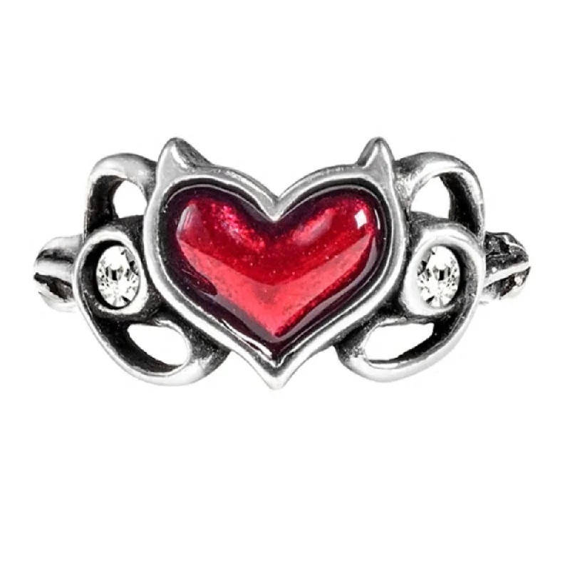 multi-stone rings for women -Little Devil Red Heart Ring by Alchemy Gothic