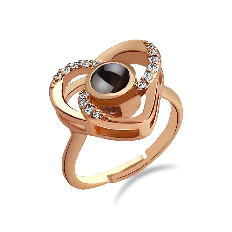 luxury rings for bridal wear -Urbana Rose Gold Plated single Adjustable Ring Reflecting I love you In 100 Languages-1506359A-1506359A