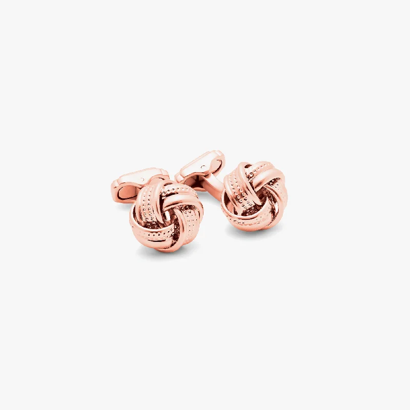 sterling silver bangles -THOMPSON Satin Dot Knot Cufflinks In Rose Gold Plated