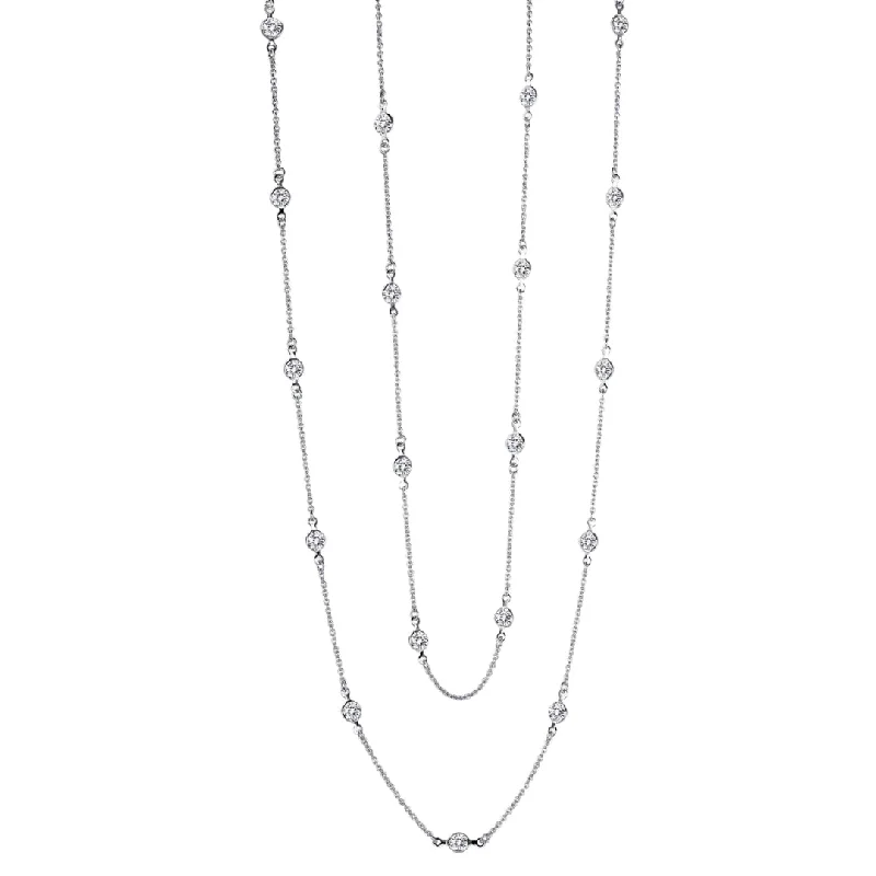 adjustable necklaces for women -Lafonn Lassaire Simulated Diamonds in Sterling Silver Bonded with Platinum 36" Necklace