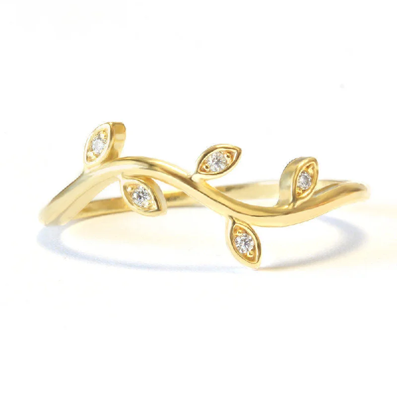 chunky rings for women -Mini Twig Dainty Diamond Wedding Ring