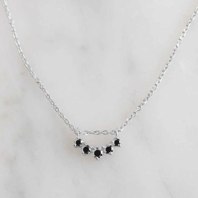 charm necklaces for women -Custom Black Diamond Sunburst Necklace | 10K White Gold