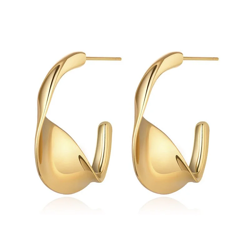 mixed metal earrings for women -Exquisite Twisted Gold Hoop Earrings