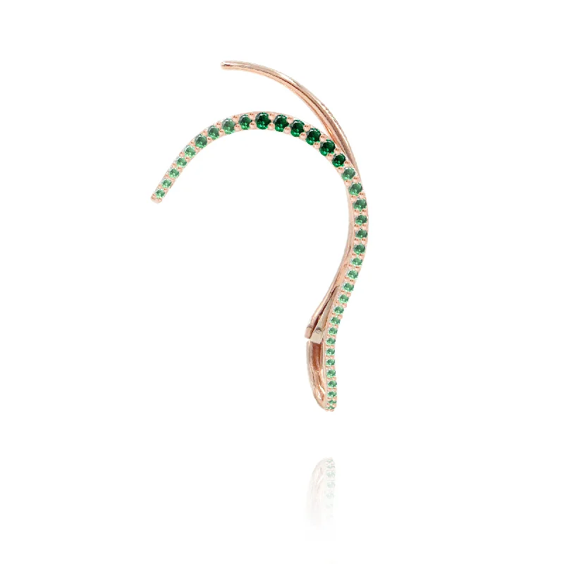 plain gold bangles for women -Queen Wave  18K Rosegold Ear Cuff w. Emeralds