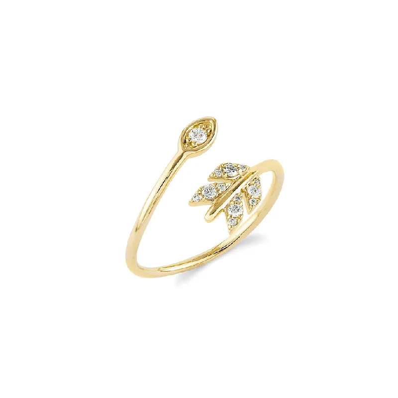 heart-shaped rings for women -Gold & Diamond Marquise Eye Arrow Ring