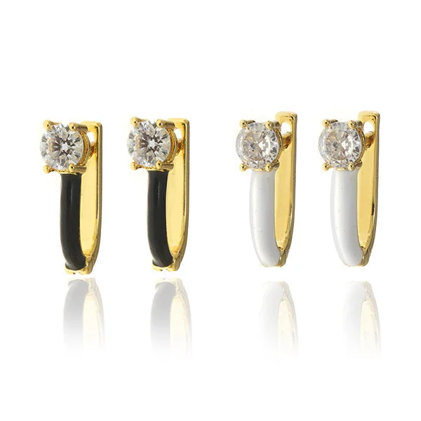 classic stud earrings -Jewel Halo Huggie