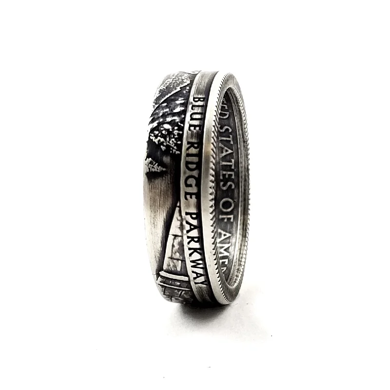 promise rings for couples -90% Silver Blue Ridge Parkway National Park Quarter Ring