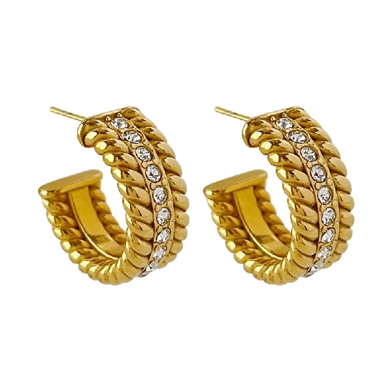 pearl earrings for women -Twist of fate Gold Plated and Diamond Hoop Earrings