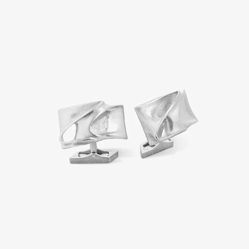 pearl bracelets for women -ZAHA HADID DESIGN Tyne cufflinks in palladium plated stainless steel brushed