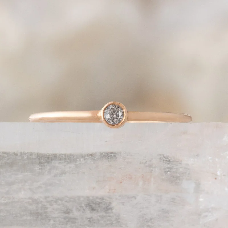 long necklaces for women -The Teensy Custom Salt and Pepper Diamond Stacking Ring | 14K Rose Gold