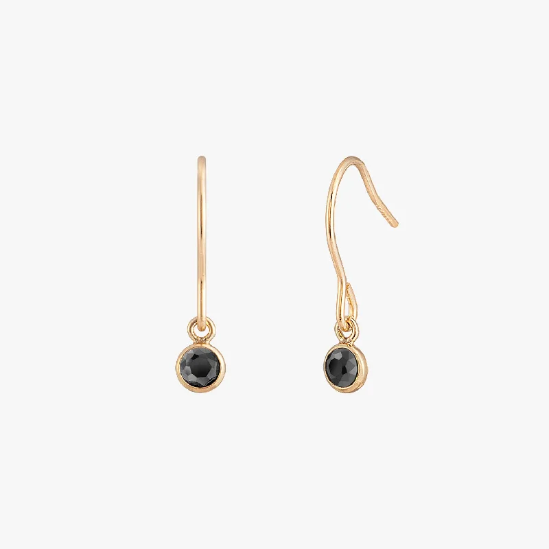 diamond hoop earrings for women -Little Black Bezel Drop Earrings