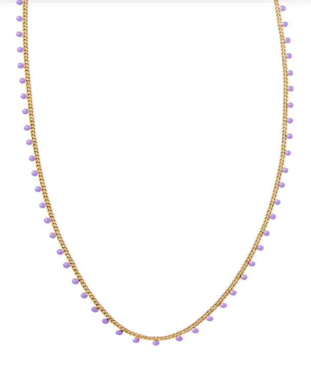 delicate gemstone necklaces for women -Kelsey Yellow Gold Plated Purple Enamel Strand Necklace by Kendra Scott