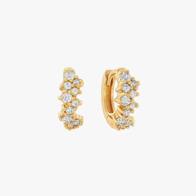 hoop and stud earrings for women -Encrusted Pave Huggie Hoop Earrings