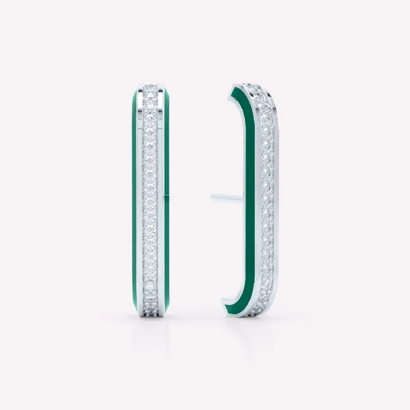 gemstone bracelets for women -Eternity Green 18K Whitegold Ear Cuffs w. Lab-Grown Diamonds