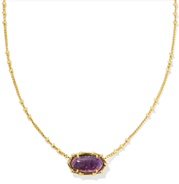 gift necklaces for women -Elisa Yellow Gold Plated Dark Purple Amethyst Bamboo Frame Short Pendant Necklace by Kendra Scott