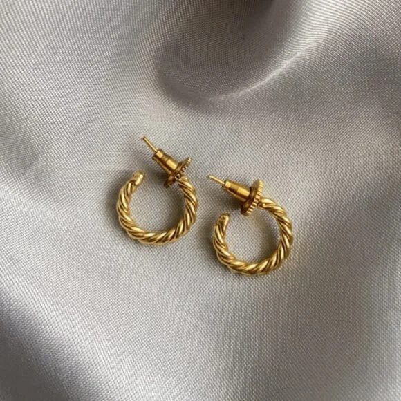 large hoop earrings for women -Mini Twisted Hoops