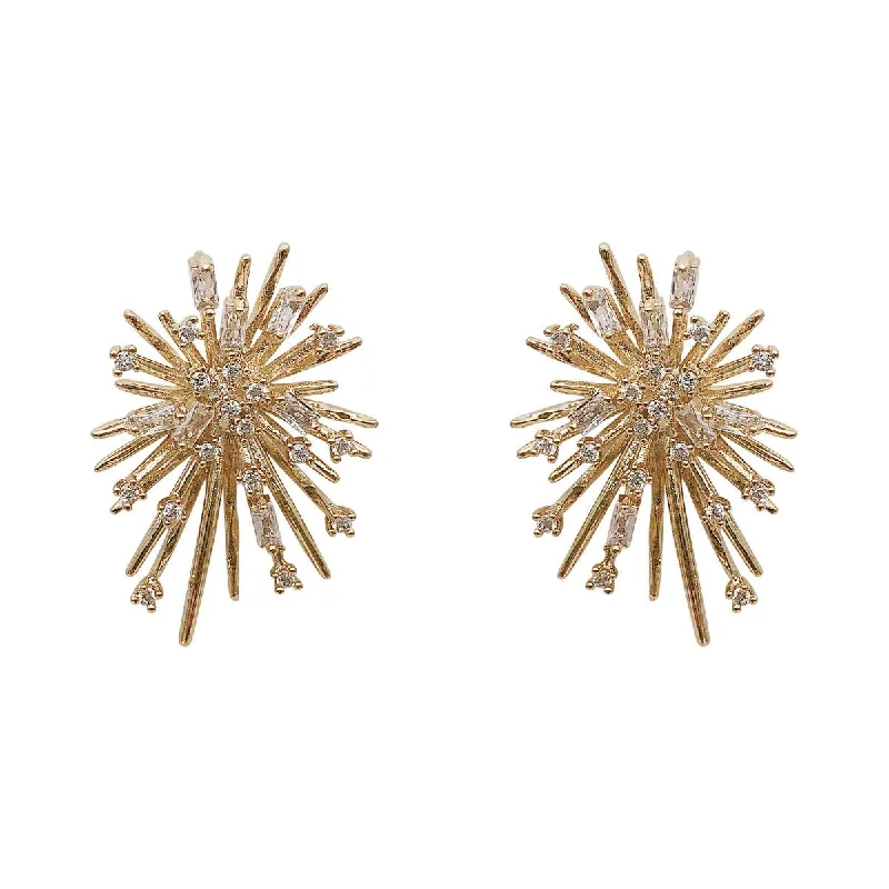 luxury earrings for bridal wear -Fireworks Zircon Stud Earrings