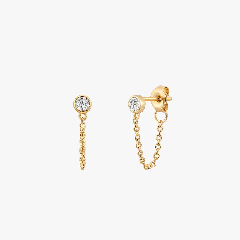 chic earrings for women -Sparkling Chain Stud Earrings