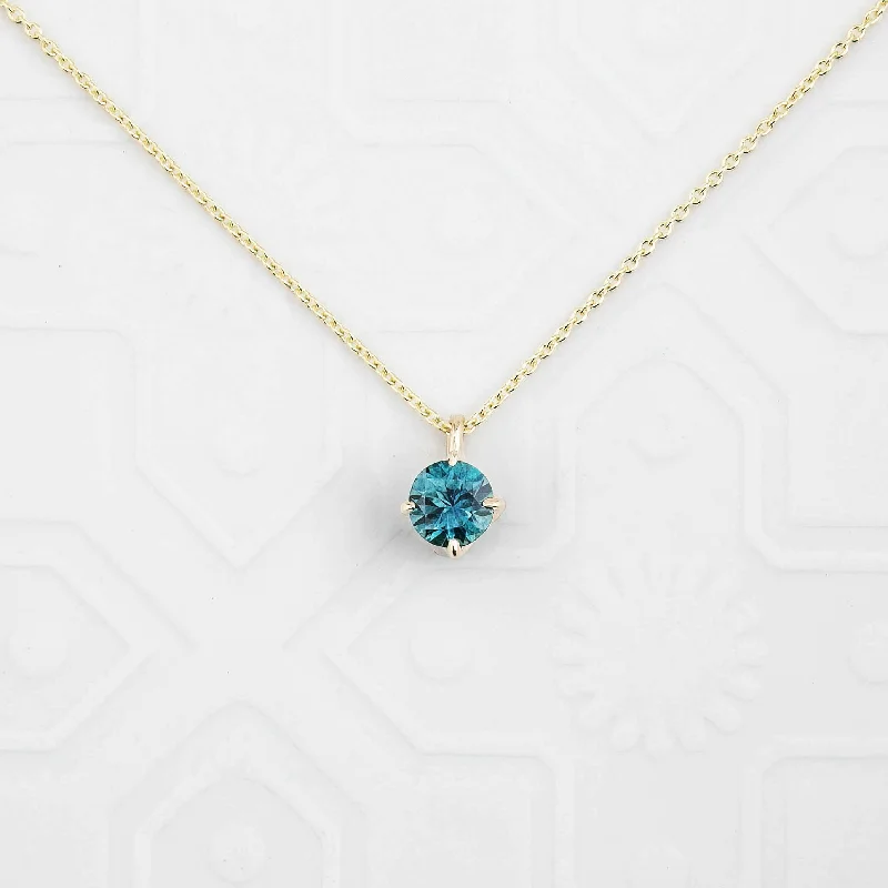 birthstone pendant necklaces for women -Alice Necklace 5mm Montana Sapphire, 14k Yellow Gold (One of a kind)