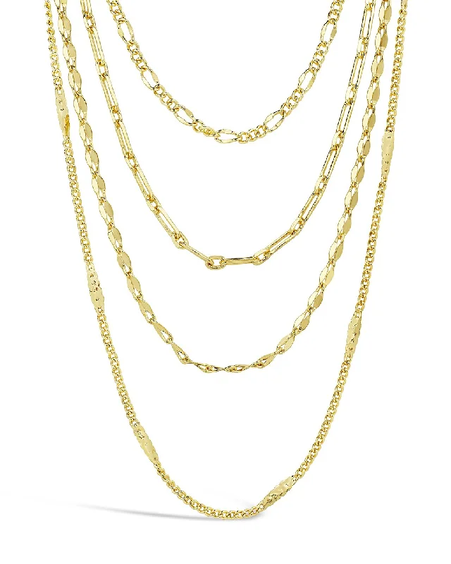 emerald necklaces for women -Four Layer Chain Necklace