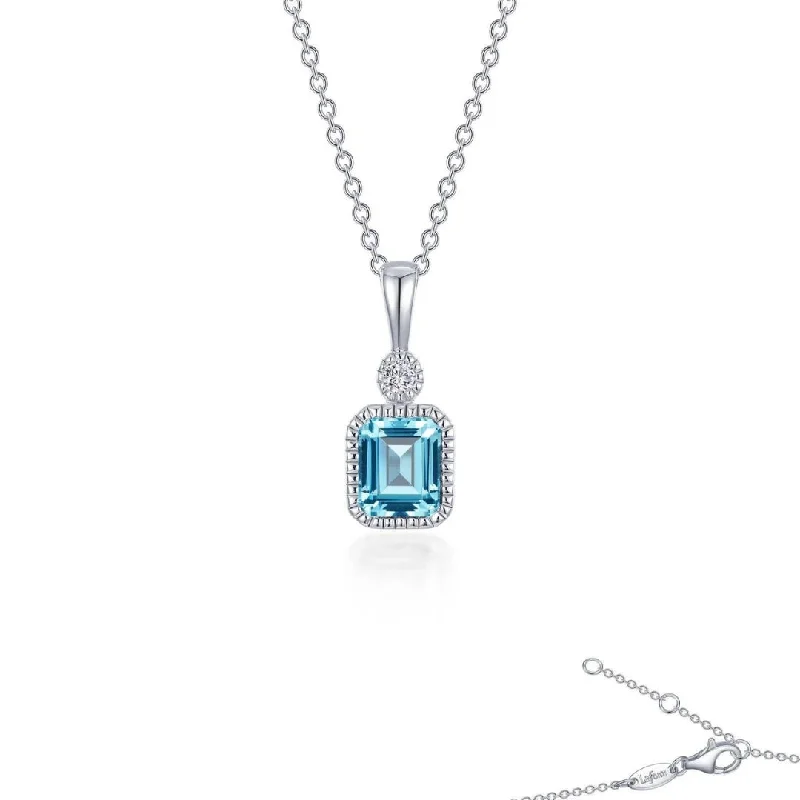 charm necklaces for women -SS/PT 0.91cttw Simulated Diamond & Simulated Aquamarine Pendant Necklace