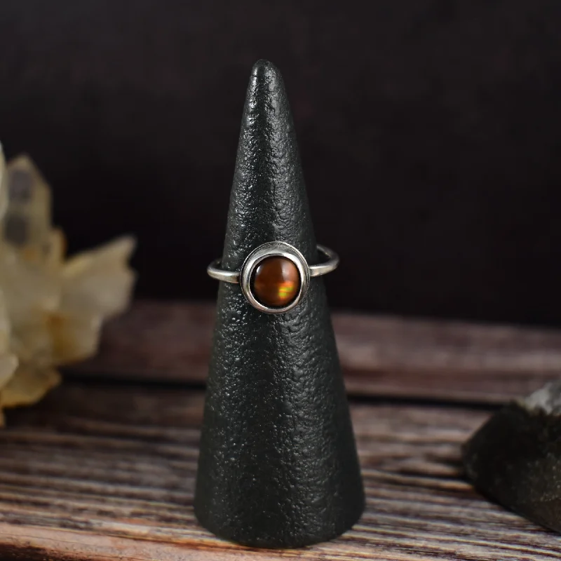 silver stacking rings for women -Fire Agate Sterling Silver Ring