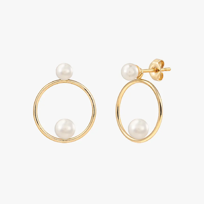 gold stud earrings for women -Sphere Pearl Stud Jacket Earrings